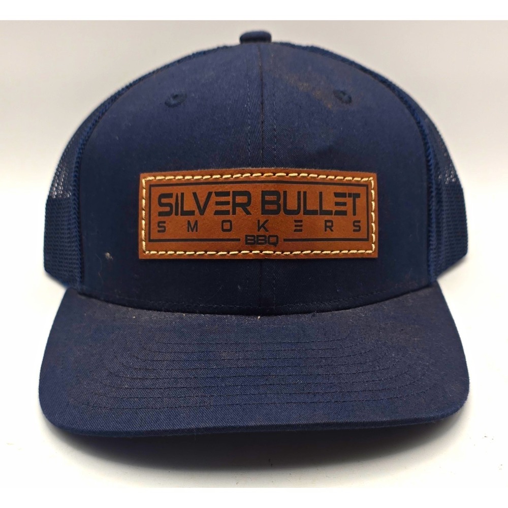 Richardson 112 Youth Blue Mesh Trucker Hat Silver Bullet Smokers BBQ Snapback